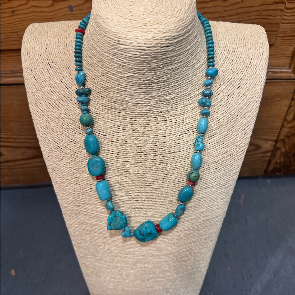 Genuine Turquoise Beaded Necklace - Picture 1 of 2